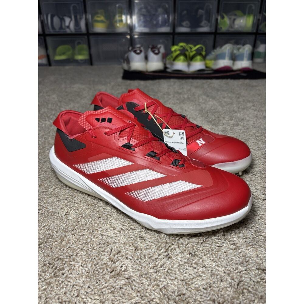 Adidas Adizero Impact Men’s Size 10.5 PE Huskers NCAA Red Baseball Cleats JR3048 - Picture 4 of 6